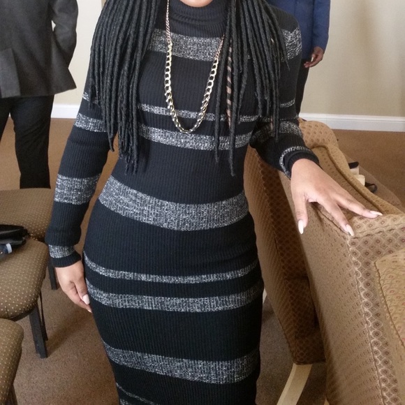 Bodycon, Turtleneck, Midi, Sweater Dress - Picture 1 of 4